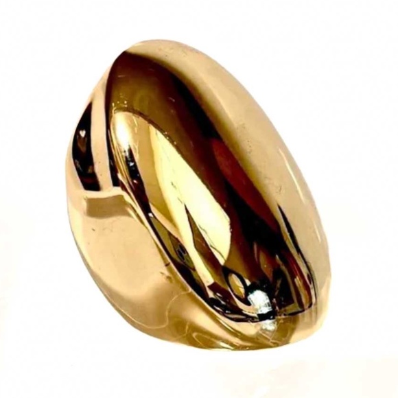 NEW - Shiny Gold Boho Chic Elegant Oversized Oval Shape Statement Ring - Size 7 - Picture 3 of 4